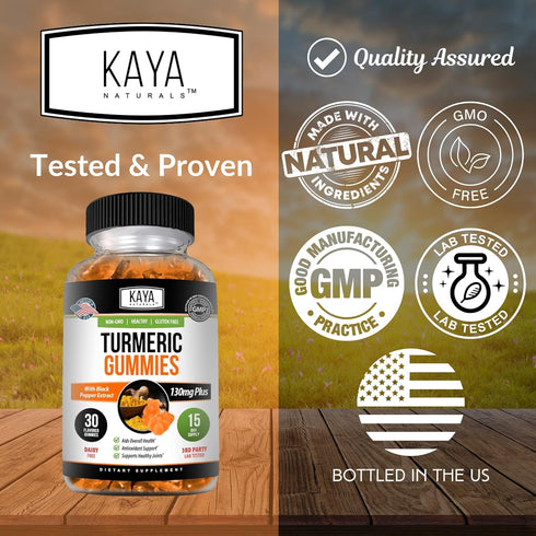 Kaya Naturals Turmeric Gummies 30 Count | Pure Nature Curcumin with Ginger & Black Pepper Extract | Joint Support