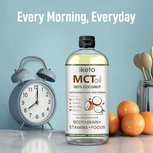 Keppi Keto MCT Oil - Flavorless C8 and C10, 32 oz, Non-GMO, Vegan, Gluten-Free, Kosher, Halal, Palm Oil Free