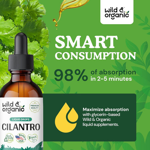 Cilantro Tincture - 2 oz Detox Cleanse with Organic Cilantro, Vegan, Alcohol-Free Drops