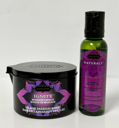 Massage Oil and Massage Candle Island Passion Berry- Date Night Couples Wax