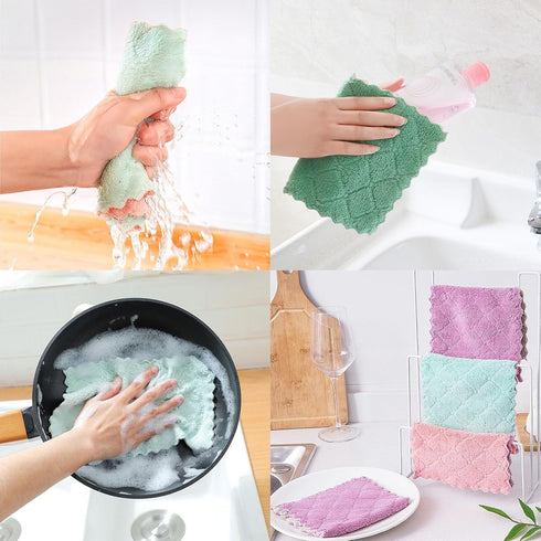 Tihzheoy 10.6" 6.3" 20 Pack Reusable Microfiber Kitchen Cleaning Cloths Super Absorbent, Quick-Drying Dish Towels