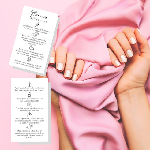 Manicure Aftercare Instruction Cards, 50pk Business Card Size Handout for Nail Care after Manicure or Pedicure
