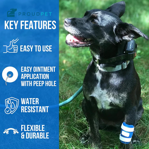 Proud Pet Patches Dog Bandage for Wound Care w/Peep Hole Cover. Bandages for Dog Hot Spots, Lick Granuloma, Stitches