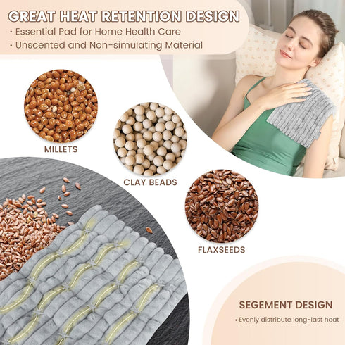 REVIX Microwave Heating Pad for Pain Relief - 8 * 14" Flaxseeds Heating Pad for Cramps, Muscle Ache, Joints