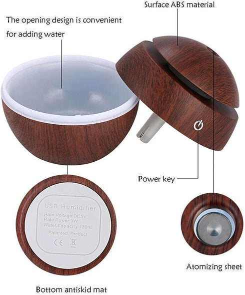 Ultrasonic Aroma Diffuser - Aroma Diffuser Dark Wood for Essential Oil - Aromatherapy Diffusers - Home, Office, Yoga