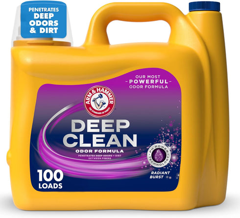 ARM & HAMMER Deep Clean Odor Formula Liquid Laundry Detergent, Radiant Burst