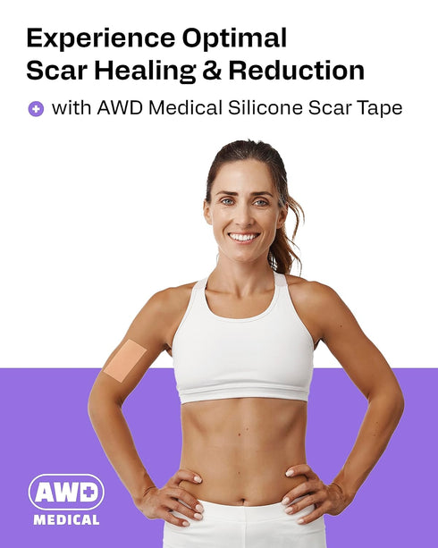 AWD Silicone Scar Sheets for Surgical Scars, Medical Grade Silicone Scar Tape for C Section, 1.6" x 120" Roll