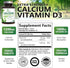 Calcium 1200 mg Plus Vitamin D3, Bone Health & Immune Support - Nature's Calcium Supplement with Extra Strength Vitamin D for Extra Strength Carbonate Absorption Dietary Supplement - 180 Tablets