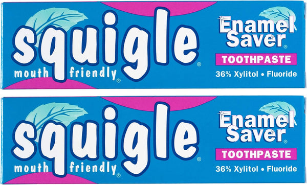Squigle Enamel Saver Toothpaste 2 Pack - Canker Sore Prevention & Treatment - Prevents Cavities, Bad Breath, Chapped