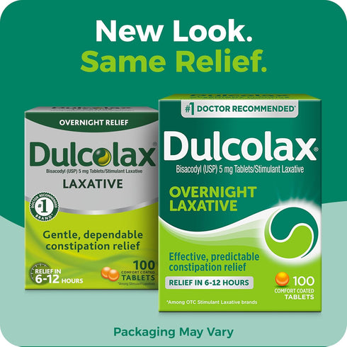 Dulcolax Stimulant Laxative Tablets, 5 mg, 100 Count, Effective Constipation Relief