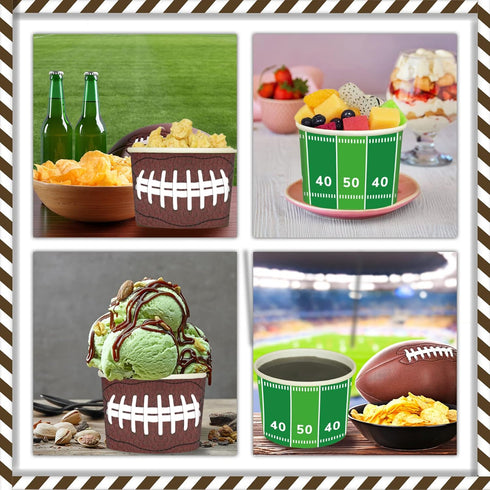 gisgfim 50Pcs Disposable Football Party Paper Bowls, Durable Snack Cups for Game Day, Birthday Party Decorations