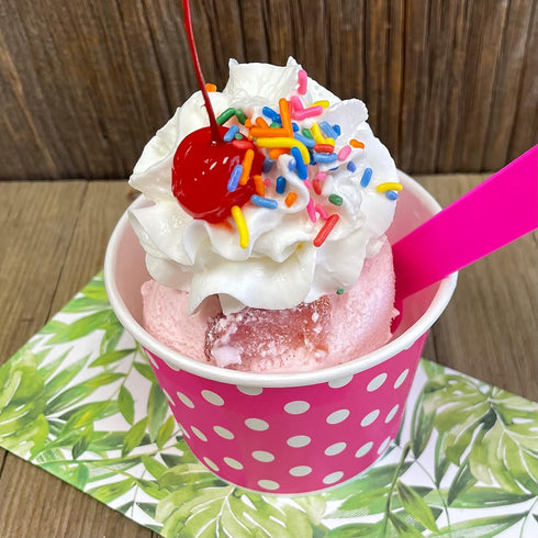 12 Ounce Disposable Paper Treat Cups, Ice Cream Bowls, Plastic Spoons, Paper Straws - Ice Cream Sundae Kit for 24,