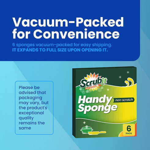 SCRUBIT Cellulose Scrub Sponge - 6 Pack Kitchen Cleaning Sponges for Dishes, Pans, Pots & More - Colors May Vary