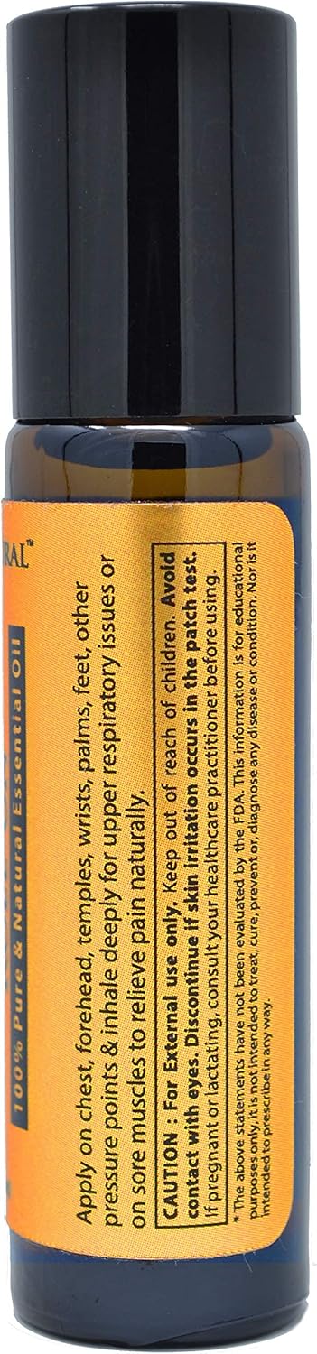 PRIME NATURAL Cold Cough Congestion Relief Essential Oil Roll-On (10ml), Pre-Diluted Roller for Sinus, Headache
