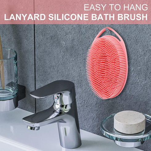 Upgrade 2 in 1 Bath and Shampoo Body Brush, Silicone Exfoliating Scrubber, Premium Loofah (1PC Pink)