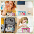 Y1tvei Clear SUN Makeup Bag - Preppy Blue Chenille Varsity Letter Cosmetic Pouch, Waterproof Travel Organizer for Women