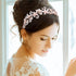 Oriamour Bridal Headpiece Wedding Headband with Flower Design, Genuine Freshwater Pearls & Ribbons (Rose Gold)