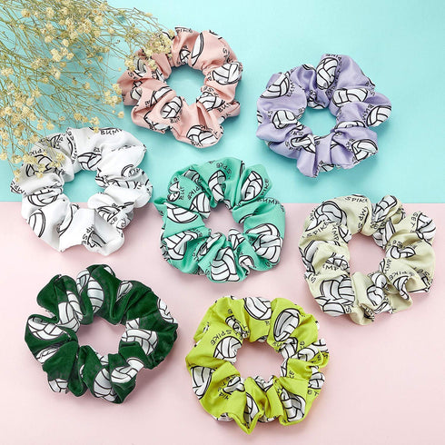 WILLBOND 12 Pieces Silk Hair Scrunchies, Volleyball Sport Hair Ties, Satin Bands for Women, Multicolor