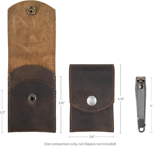 Hide & Drink Double Nail Clipper Case, Handmade Full Grain Leather Grooming Kit, Bourbon Brown, Travel Essentials