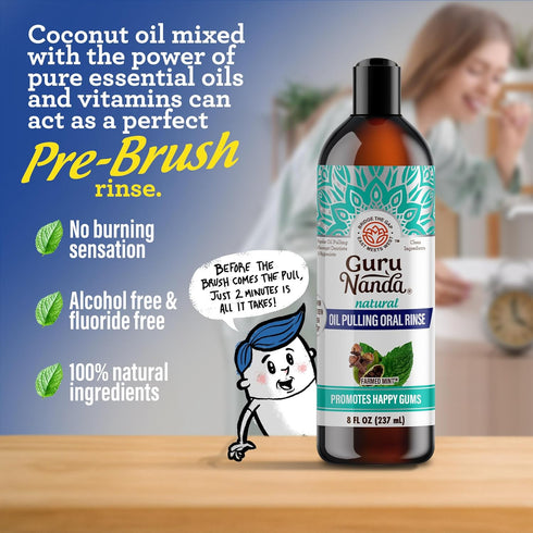 GuruNanda Daily Oral Care Bundle Hydroxyapatite Toothpaste & Coconut Oil Pulling Mouthwash for Stronger Teeth & Happier