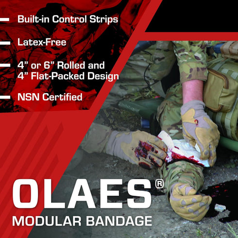 OLAES 4” Flat Modular Trauma Bandage with Pressure Cup, 4" W x 7" L x 2.5" D, Latex-Free
