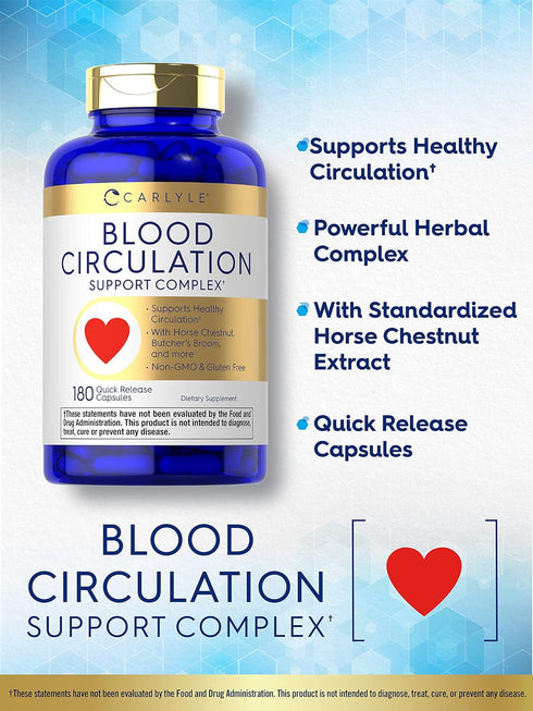 Carlyle Blood Circulation Supplement | 180 Capsules | Non-GMO, Gluten Free | Supports Healthy Circulation