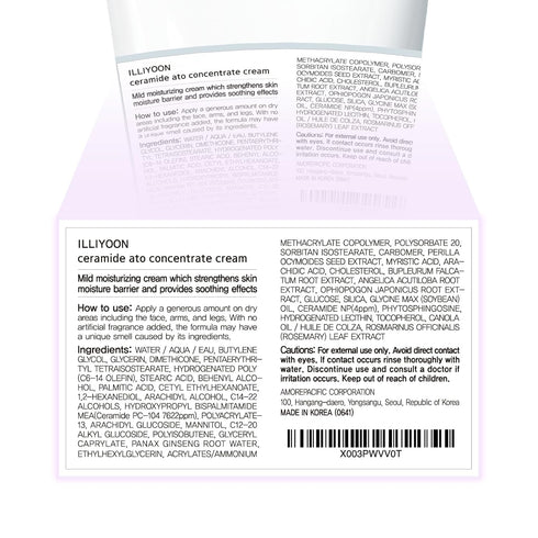 Illiyoon Ceramide Ato Concentrate Cream - Face Moisturizer for Dry & Sensitive Skin, 100hr Hydration, Vegan