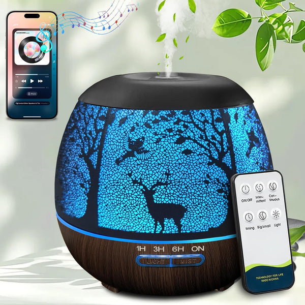 vinfucher Essential Oil Diffuser for Bedroom 400ml Bluetooth,Diffusers for Home with R/C,Cool Mist
