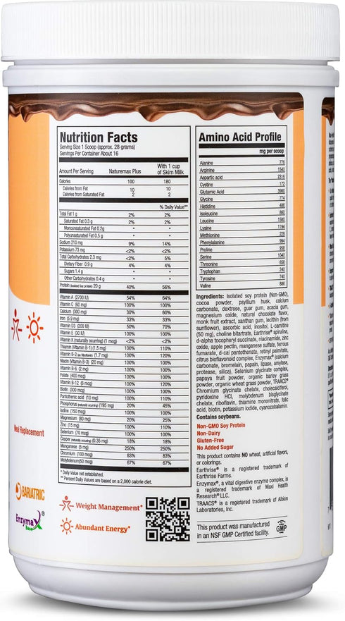 Maxi-Health NatureMAX Plus Energy Support Drink, Sugar Free Soy Protein Powder, 20g Protein, 1lb