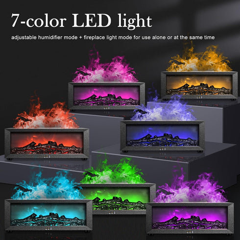 Villelei 7 1/3/5 Fireplace Aroma Diffuser with Remote Control - Color Changing LED Flame Essential Oil Diffuser, Hour