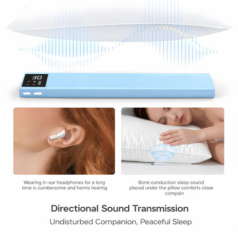 RUIYUE Under Pillow Bone Conduction Speaker for Sleeping, Bluetooth Sleep Headphones with White Noise & Timer, Private