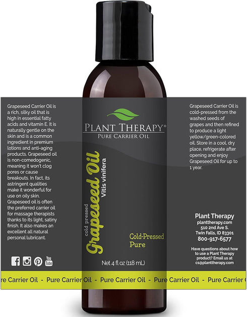 Plant Therapy Grapeseed Carrier Oil, 4 oz Base Oil for Aromatherapy