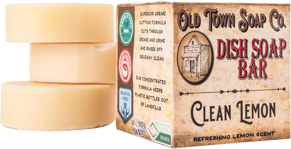 Old Town Soap Co. Lemon Dish Block Soap Bar - 3 Pack Natural Dish Soap Bar