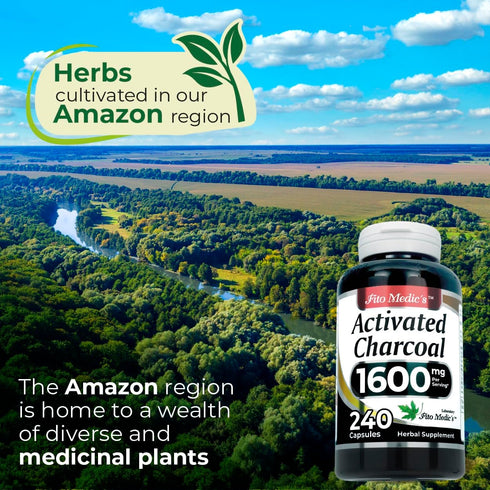 FITO MEDIC'S Lab Activated Charcoal Pills, 1600 mg per Serving, 240 Caps for Ultra High Absorption