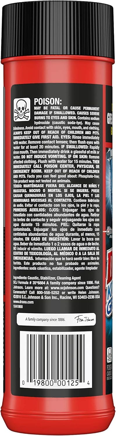 Drano Kitchen Granules Drain Clog Remover - Unclogs Grease or Cooking Oil Blockage, 17.6 oz