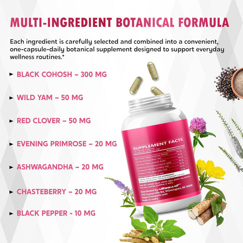 NESSARIT 9,600mg* 150 Black Cohosh Hormonal Balance Support with Wild Yam, Red Clover, Ashwagandha, Chasteberry & More