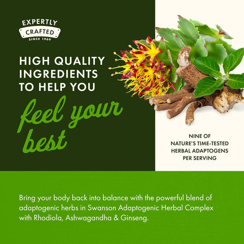 Swanson Rhodiola Ashwagandha Ginseng Complex, 60 Capsules for Energy, Immune Function, Stress Support