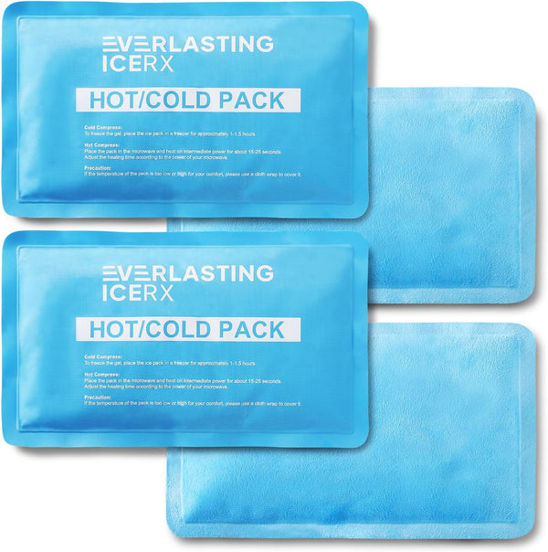 Reusable Hot and Cold Gel Soft Ice Packs - 4 Pack Large Gel Ice Pack for Pain Relief, 10 x 5