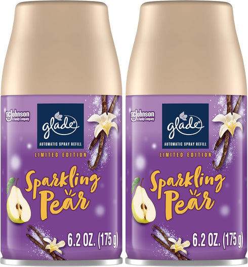 Glade Automatic Spray Refill, Air Freshener for Home and Bathroom, Sparkling Pear, 6.2 Oz, 2 Count