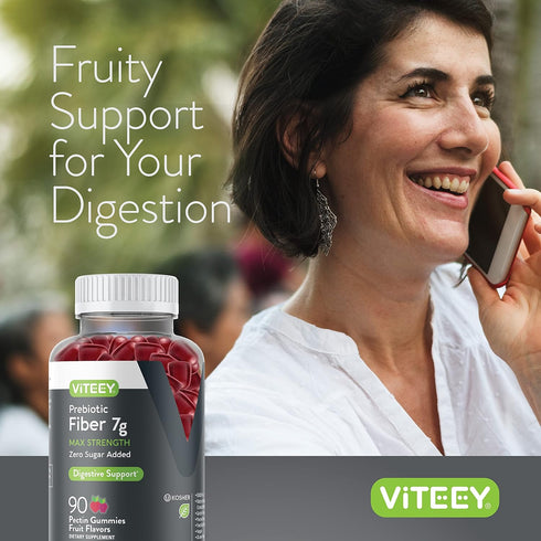 Prebiotic Fiber Gummies for Adults, 7g - Zero Sugar Added - Digestive Health Regularity & Natural Weight Support -