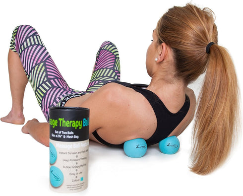 Therapy Massage Ball Set - Instant Muscle Pain Relief, 2 Extra Firm Balls with Mesh Bag for Myofascial Release