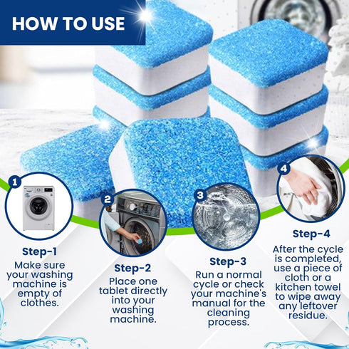 True Fresh Washing Machine Cleaner Tablets 25-Pack - Deep Cleaning Tablets for Top Loader, Front Load & HE