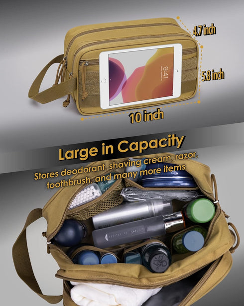 TACTICISM Toiletry Bag for Men, Dry Wet Separate Travel Bag, Tactical Molle Dopp Kit for Large Capacity Travel
