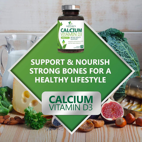 Calcium Supplement with Vitamin D - 1200 mg Calcium Carbonate with 1600 IU D3 Vitamins, 120 Tablets for Bone Health
