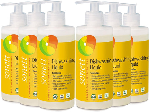 Sonett Organic Dishwashing Liquid, 100% Biodegradable, Calendula, 10 Fl.Oz (6 Count)
