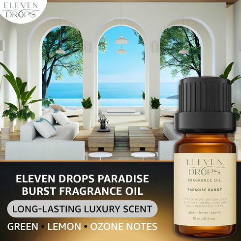Ozone 10 ml Paradise Burst Fragrance Oil | Green, Lemon & Notes | Long Lasting Scent Reed Diffuser Oil for Home
