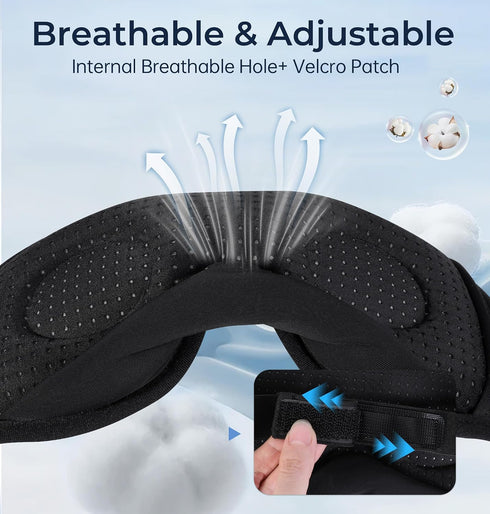 LC-dolida Bluetooth Sleep Mask with White NoiseSleep Headphones,Bluetooth Wireless Music Eye Mask, Ideal for Travel