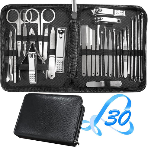 Manicure Set 30 in 1 | RedFlow Nail Clippers & Toenail Clippers, Travel Manicure Tools, Pedicure Kit