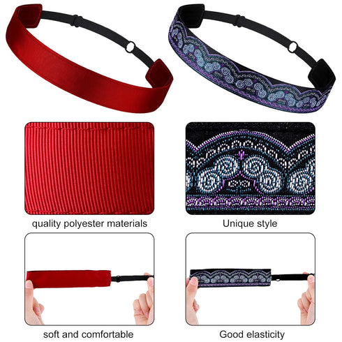 Sintege 8 Pcs Woman Elastic Headband Adjustable Non Slip Velvet Lined Headbands for Sport Yoga Work Makeup Stylish