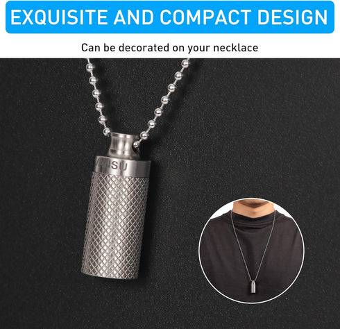 Titanium Waterproof Keychain Pill Holder Container, Portable Mini Size Pill Box Case for Outdoor Travel (2 Pack)